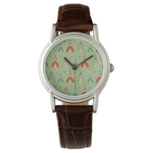 Montre Motif vert de Teepee d'étape de Geo de sud-oues
