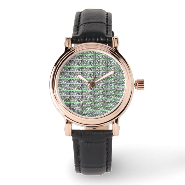 Montre Motif vert Design croisé (Recto)