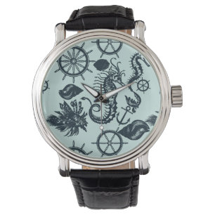 Montre Motif vintage d'animal de mer