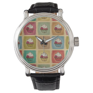 Montre Motif vintage fait de petits gâteaux