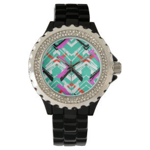 Montre Motif Zag Turquoise Zig tiré à la main