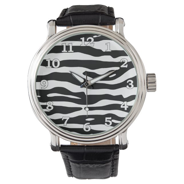 Montre Motif Zebra Poster de animal Black White Stripes (devant)