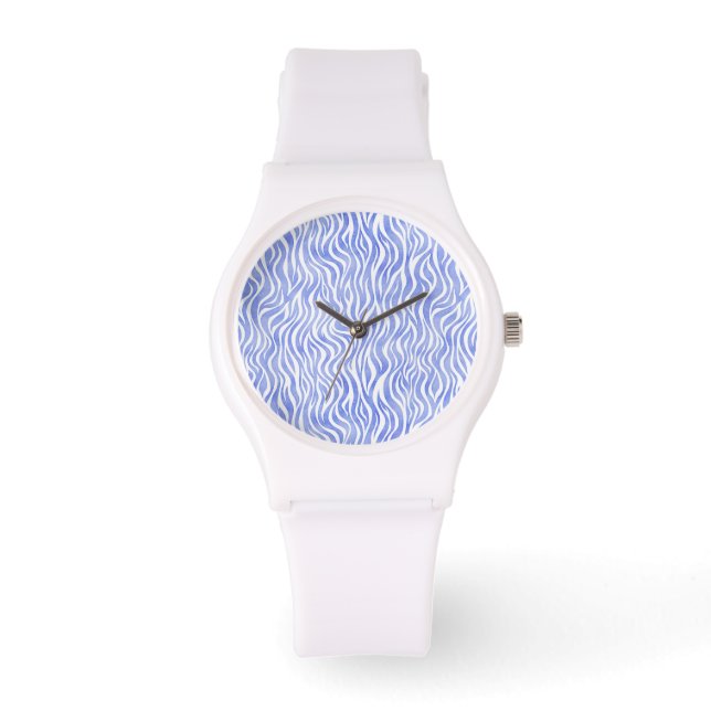 Montre Motif Zèbre bleu Aquarelle (Recto)