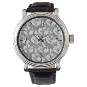 Montre Motifs de feuilles abstraites noires et blanches m