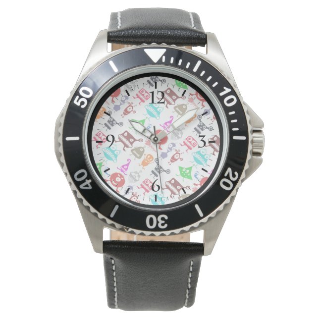 Montre Motifs de monstres drôles colorés mignons (devant)