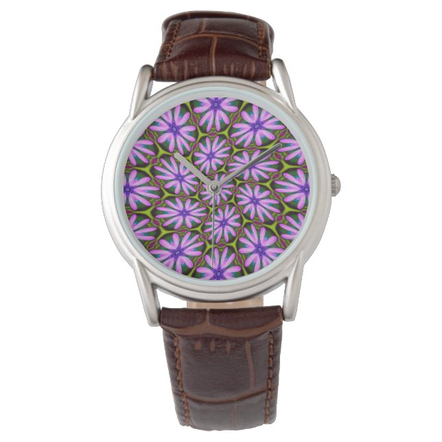 Montre Motifs marguerite violet (devant)