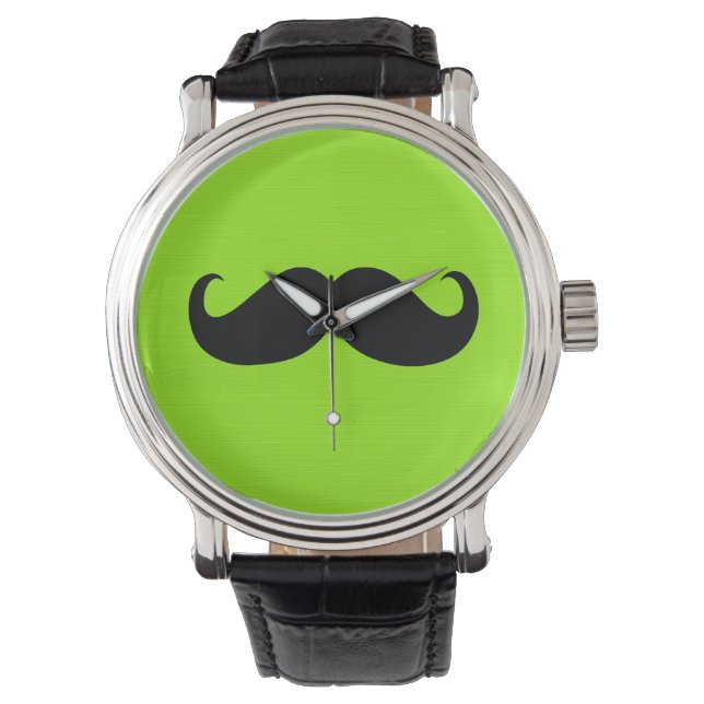 Montre Moustache noire sur Arrière - plan vert (devant)