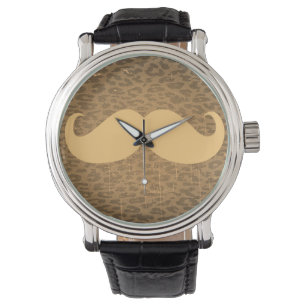 Montre Moustache vintage sur le léopard