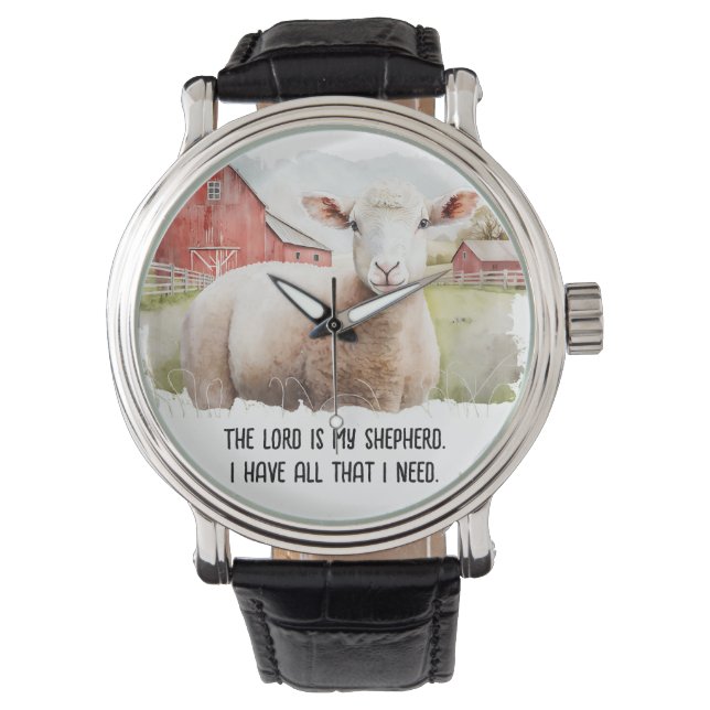 Montre Mouton Aquarelle Avec Citation Religieuse (devant)