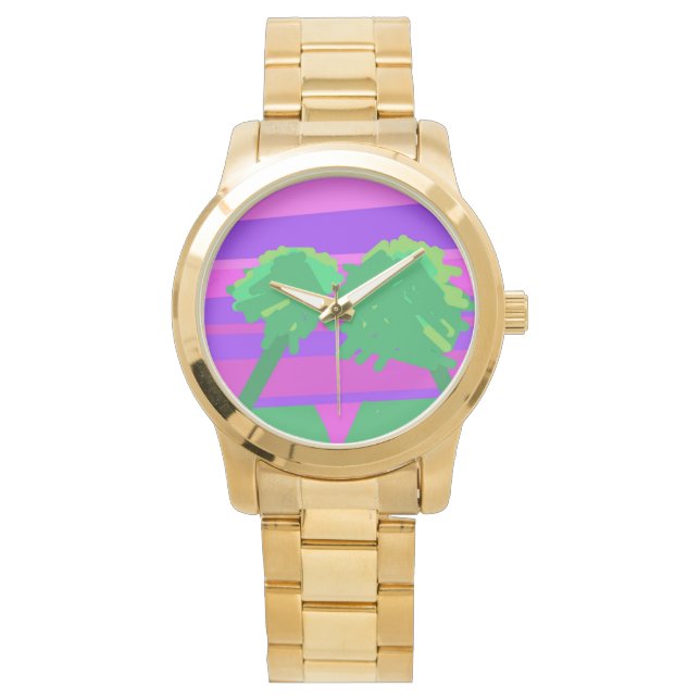 Montre Mt. Coucher de soleil rose vert pourpre (devant)