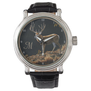 Montre Mule Deer Buck Automne Trophée Antlers Monogramme