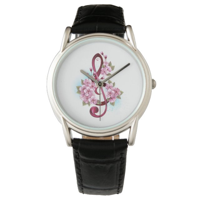 Montre Musical treble clef notes with sakura flowers (devant)