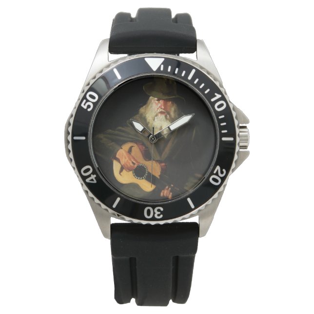 Montre Musicien de Hobo (Vieux Homme Guitariste) (Vintage (devant)