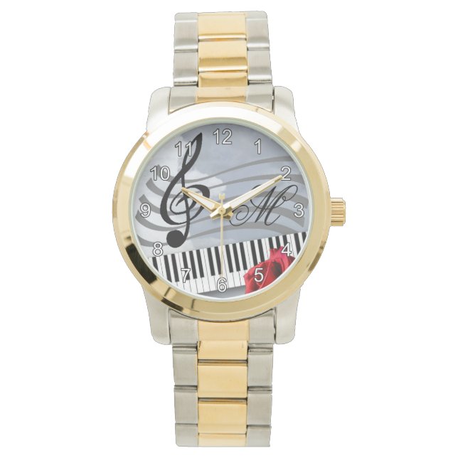 Montre Musique Amateurs thème Clavier et Rose de clé Treb (devant)