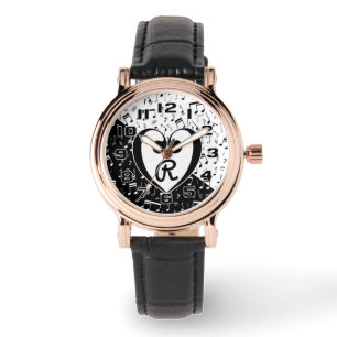 Montre Musique d'amour noir et blanc monogramme
