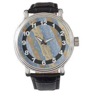 Montre Musique Note Grandes Brown Et Bleues