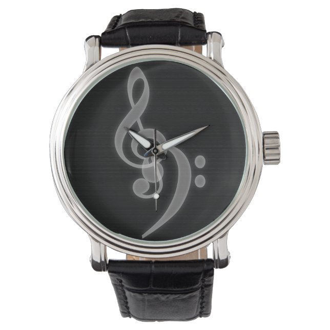 Montre Musique - Treble et Bass Clef Vintage Watch (devant)