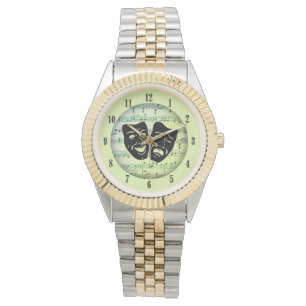 Montre Musique verte et masques de théâtre