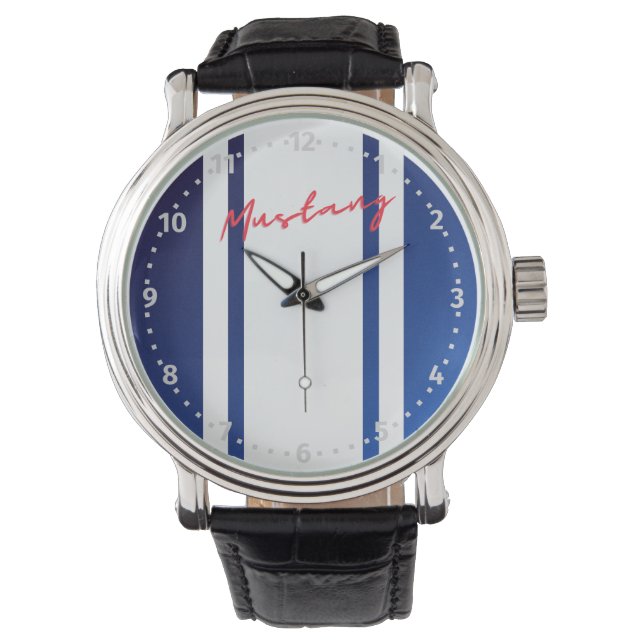 Montre Mustang Watch bleu et blanc (devant)