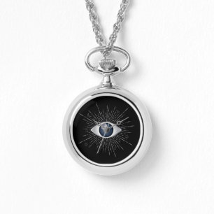 Montre Mystic Silver and Blue Eye Nazar Mati on Black