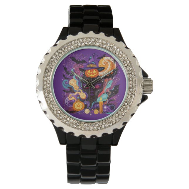 Montre Mystical Halloween Witch and Pumpkin (devant)