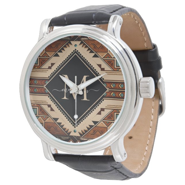 Montre Native American Indian Culture Boho Style Monogram (Incliné)