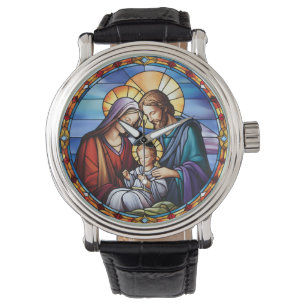 Montre Nativité en verre tendu Noël