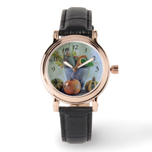 Montre Nature morte d'automne avec citrouilles, fleurs