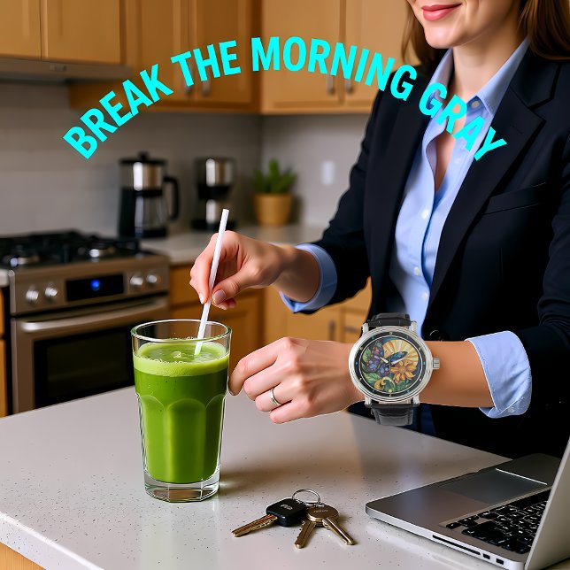 Montre Nature's Embrace" - Butterfly & Flower (Créateur téléchargé)