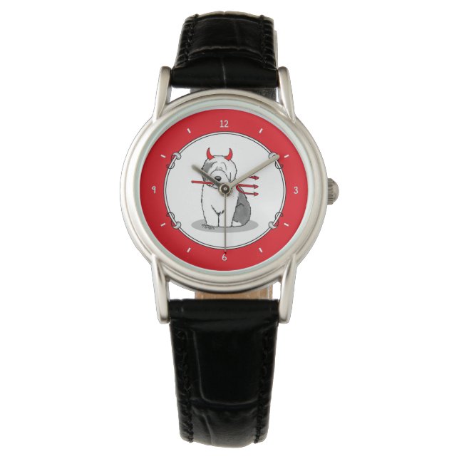 Montre Naughty Devil Old English Sheepdog (Gris 1) (devant)