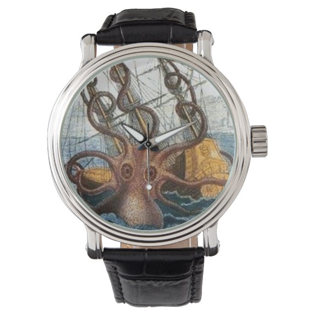 Montre Nautical | Steampunk Kraken Octopus Giant Squid (devant)