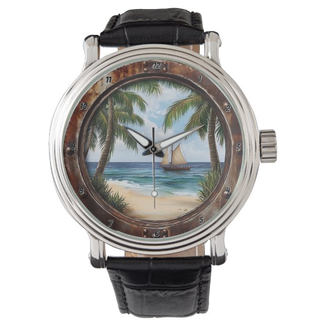 Montre Nautical Window Coastal Retreat Rustic Beach (devant)