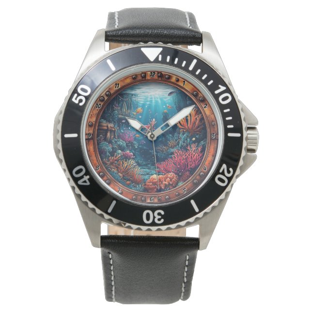 Montre Nautical Window Lost Treasure Coral Reef Shipwreck (devant)