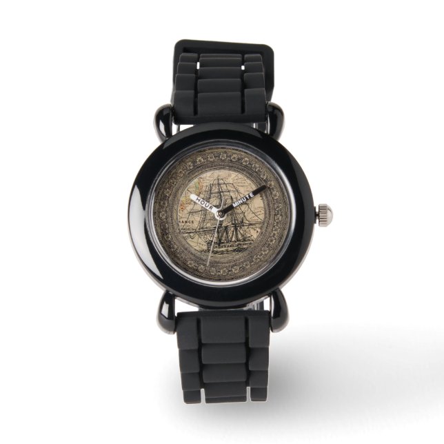 Montre Navire Ancien et Carte (Recto)
