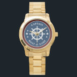 Montre Navire nautique Helm Wheel Capitaine Nom du bateau<br><div class="desc">Un bateau nautique - Roue avec le grade de capitaine ou un autre titre et votre nom ou nom de bateau sur une montre élégante. Ce Pocket Watch personnalisé ne sera pas seulement le temps, mais est aussi une pièce de conversation amusante. Parfait pour la Fête des pères mais aussi...</div>