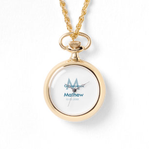 Montre Navy bleu nom de garçon d'honneur lettre date masc