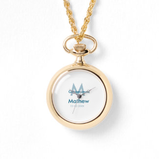 Montre Navy bleu nom de garçon d'honneur lettre date masc