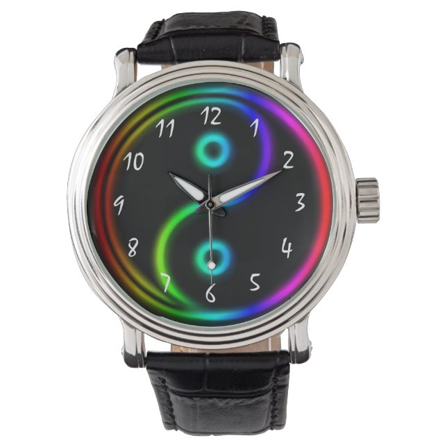 Montre Néon Cool comme Yin et yang lumineux (devant)