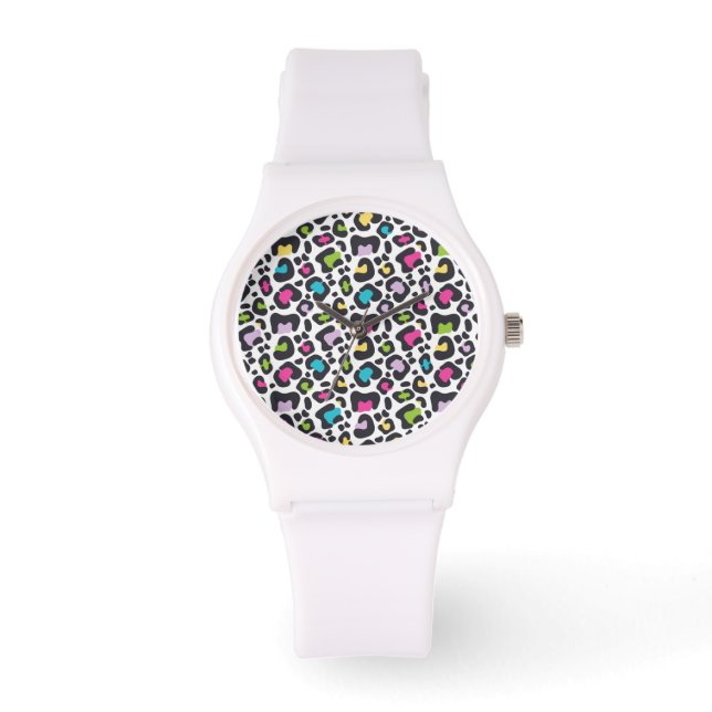 Montre Neon Empreinte de léopard Silicone Watch (Recto)