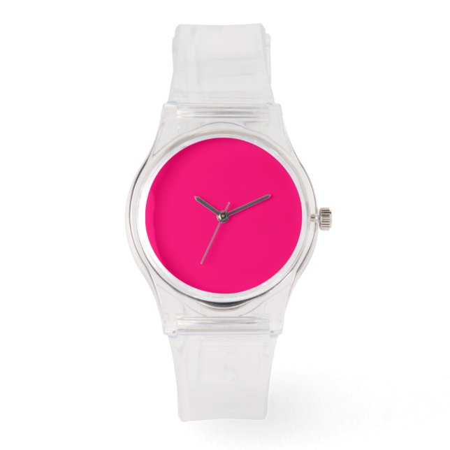 Montre Neon Rose Custom Watch avec bande claire (Recto)