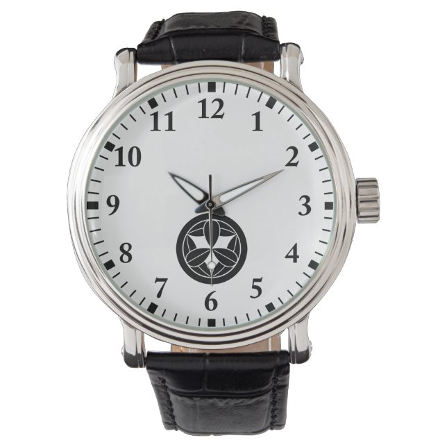 Montre Neuf feuilles de bambou en cercle (devant)