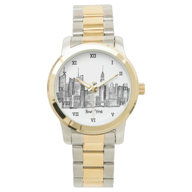 Montre New York City Black Modern Skyline Travel NYC (devant)