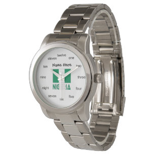 Montre Nigeria et drapeau nigérian avec votre nom
