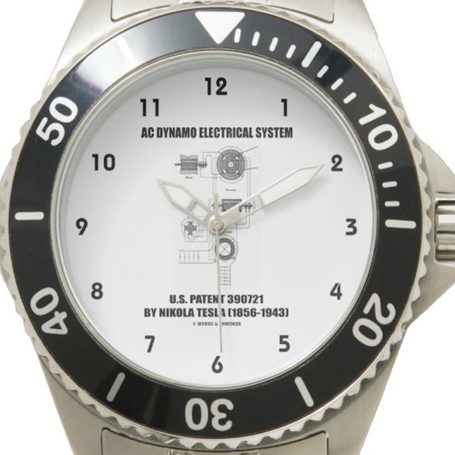 Montre Nikola Tesla AC Dynamo Système Électrique Brevet (Nikola Tesla AC Dynamo Electrical System US Patent watch)