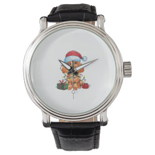 Montre Noël Éclairage Santa Chapeau Poodle Chien Noël