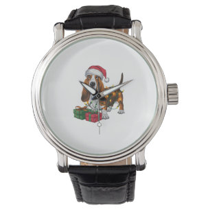 Montre Noël Éclairage Santa Hat Basset Hound Chien Noël