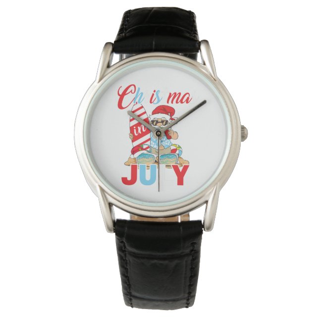 Montre Noël en juillet Flamant rose rose drôle Noël Homme (devant)