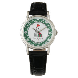 Montre Noël Santa Hat Sibérien Husky (argent) mignonne