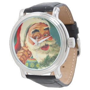 Montre Noël vintage, joyeux Père Noël rétro des années 50