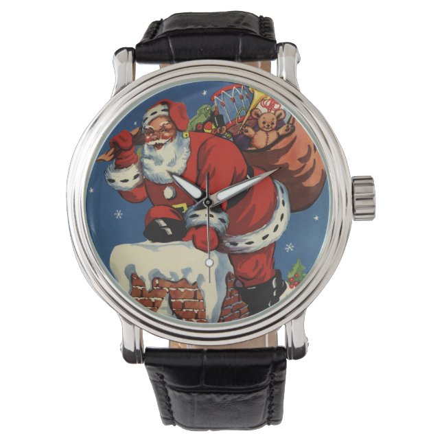 Montre Noël vintage, le Père Noël descend Chimney avec jo (devant)